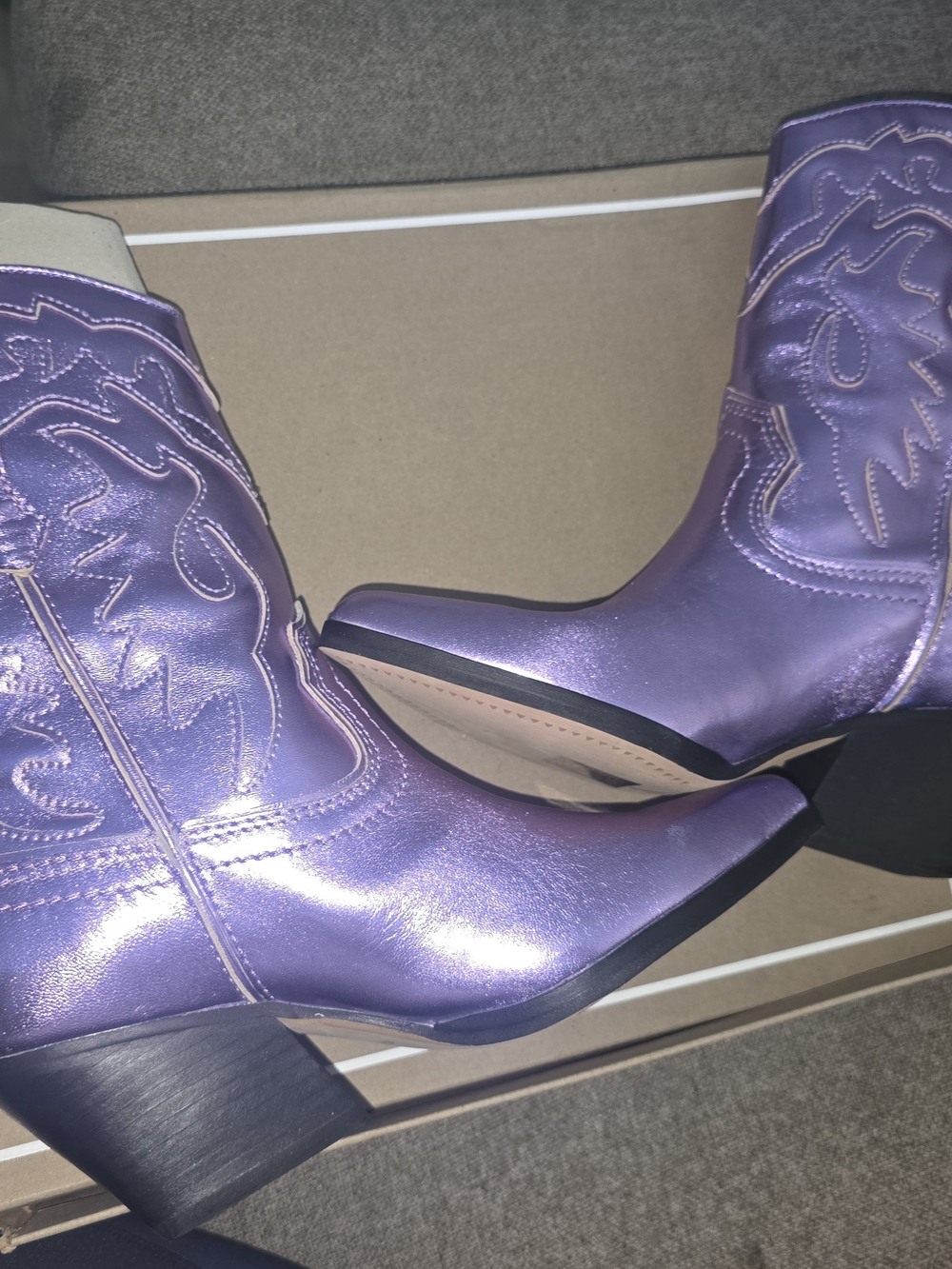 Dolce Vita Metallic Purple Western Ankle Boots